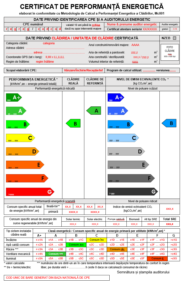 model certificat energetic cladire